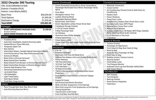 Used 2022 Chrysler 300 Touring w/ Sport Appearance Package image 15