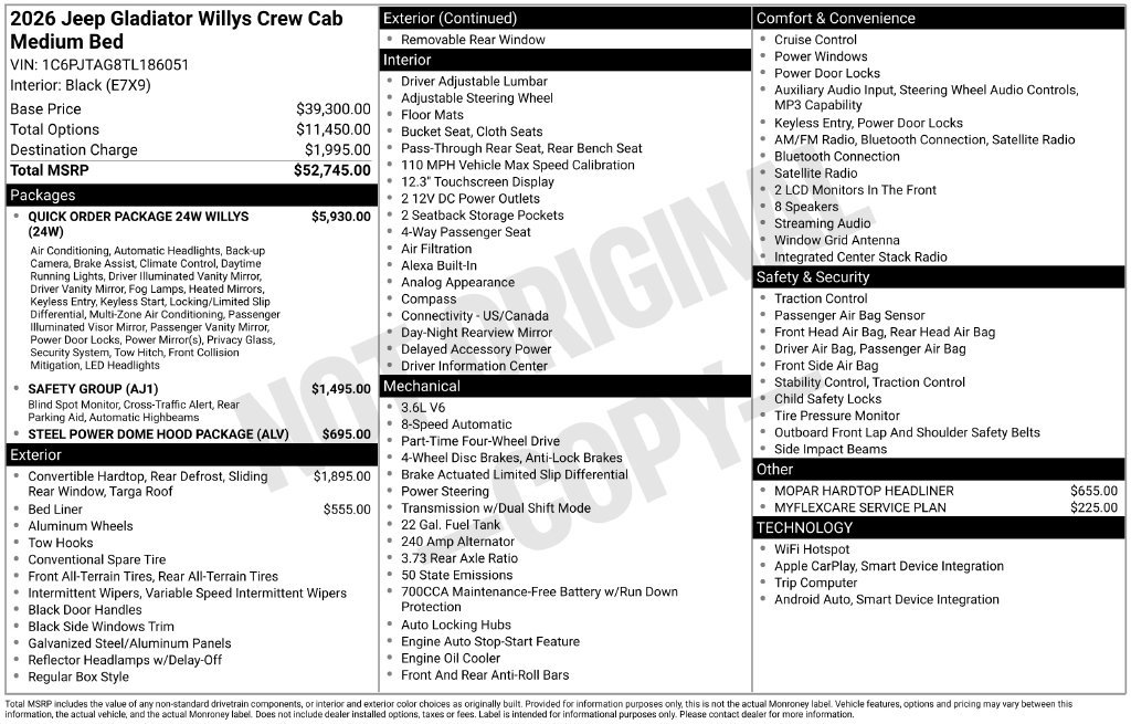 New 2026 Jeep Gladiator Sport AWD/4WD image 7