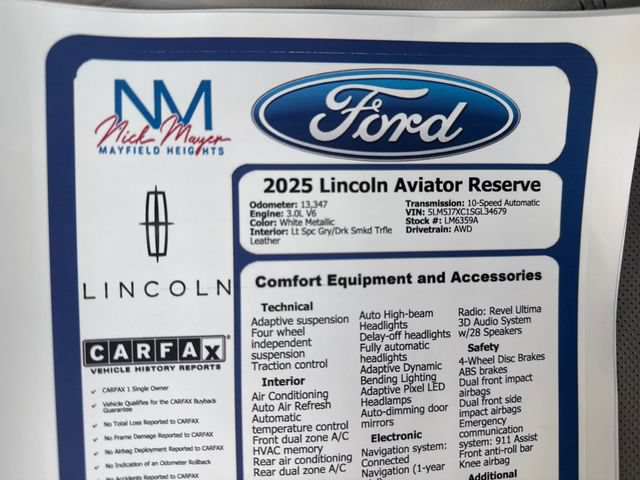 Used 2025 Lincoln Aviator Reserve w/ Equipment Group 201A AWD/4WD image 41