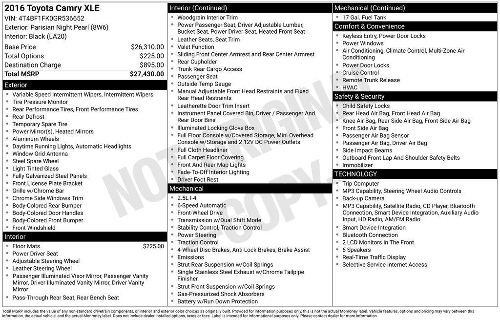 Used 2016 Toyota Camry XLE FWD image 19