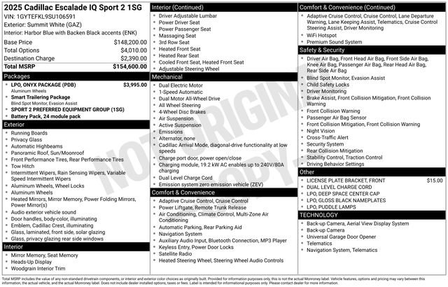 New 2025 Cadillac Escalade IQ Sport 2 w/ LPO, ONYX Package image 2