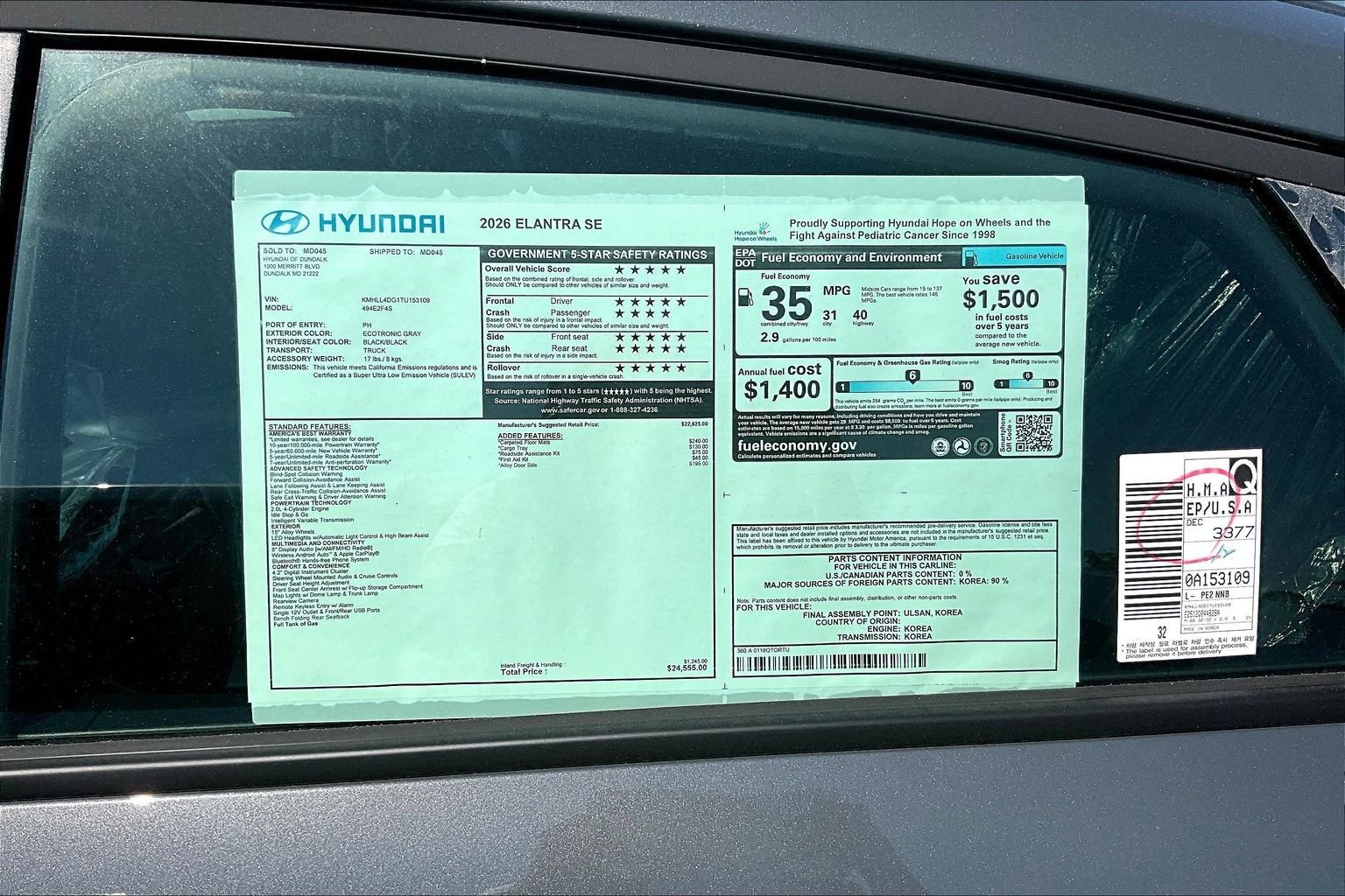 New 2026 Hyundai Elantra SE FWD image 16