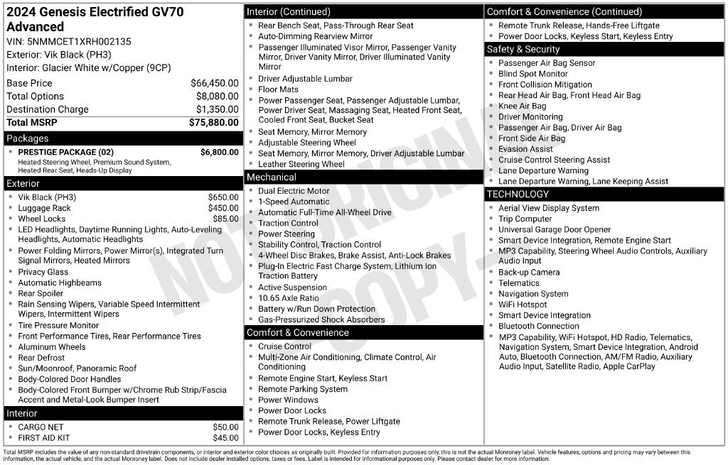 Used 2024 Genesis Electrified GV70 w/ Prestige Package AWD/4WD image 22