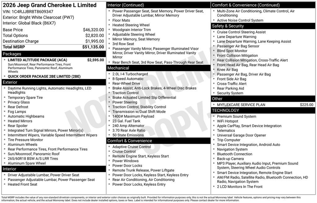 New 2026 Jeep Grand Cherokee L Limited w/ Limited Altitude Package RWD image 6