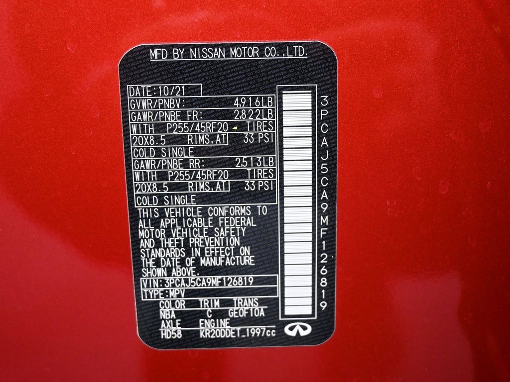 Used 2021 INFINITI QX50 Sensory w/ Cargo Package image 11