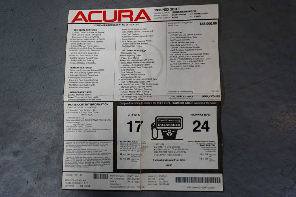 Used 1998 Acura NSX T image 97