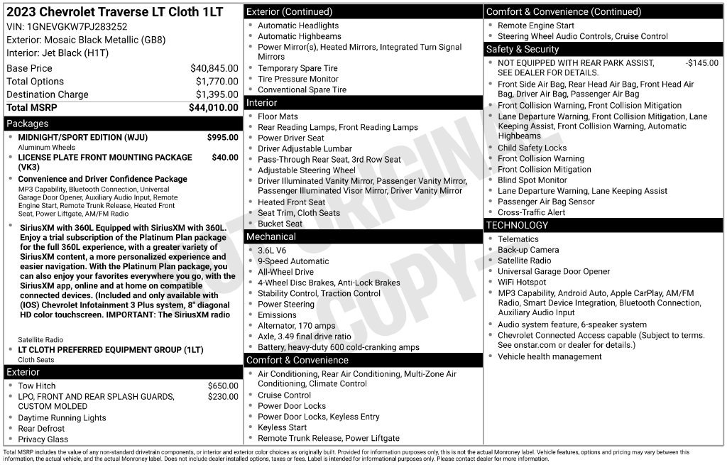 Used 2023 Chevrolet Traverse LT w/ Midnight/Sport Edition AWD/4WD image 39