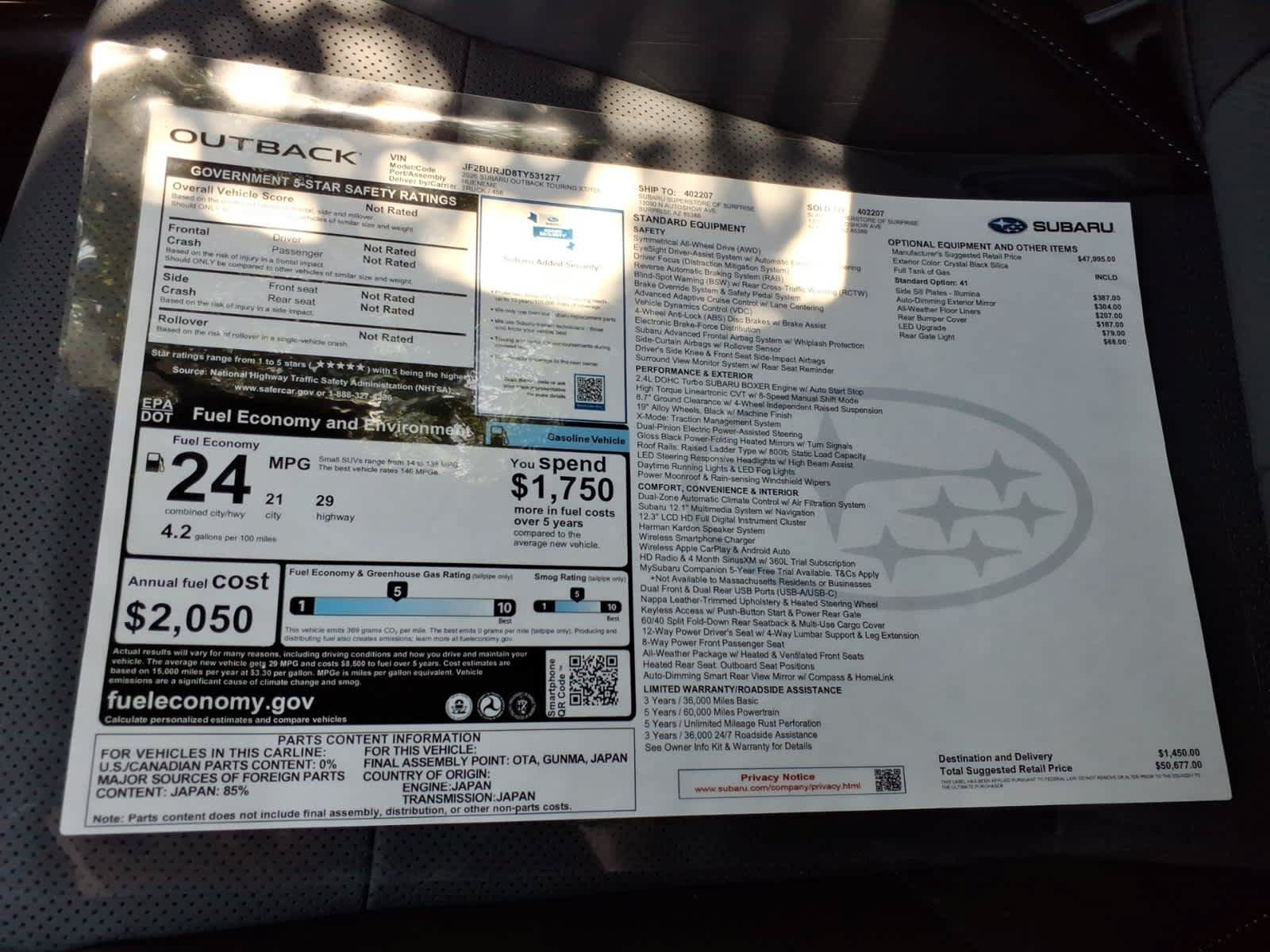 New 2026 Subaru Outback Touring XT AWD/4WD image 40