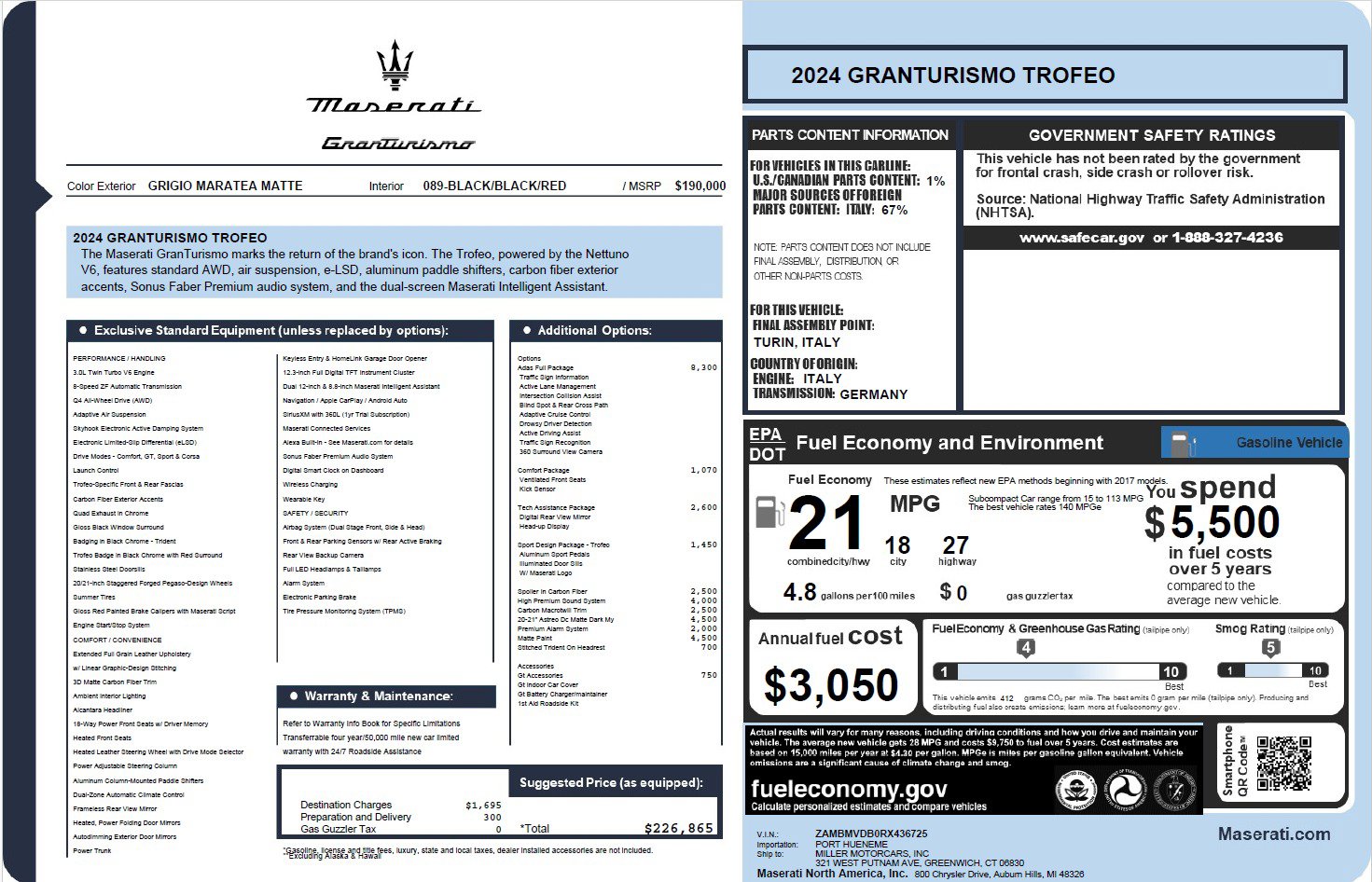 Certified 2024 Maserati GranTurismo Trofeo AWD/4WD image 21