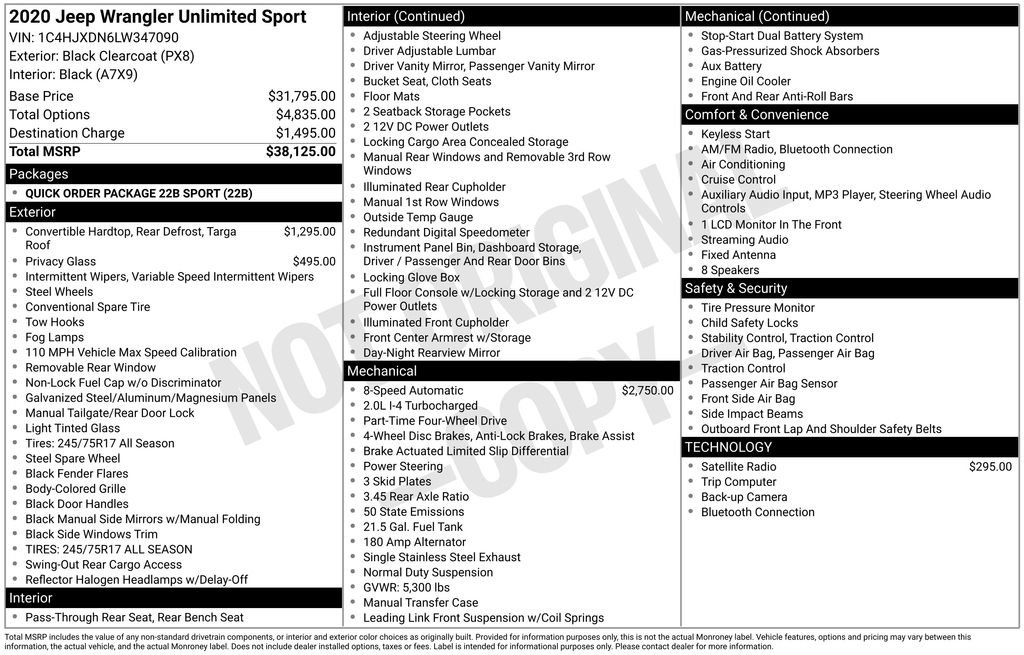 Used 2020 Jeep Wrangler Unlimited Sport image 15