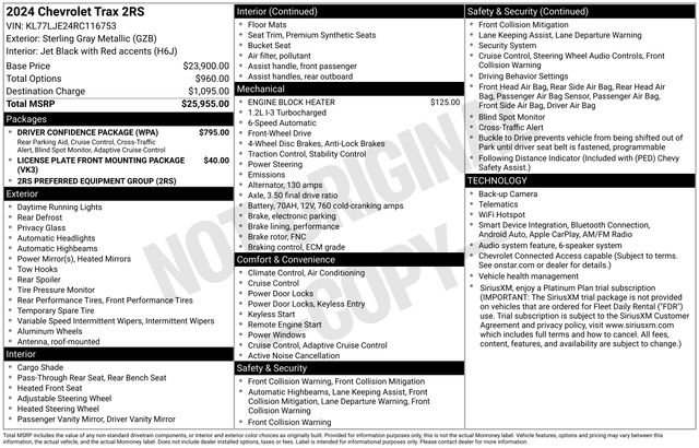 Certified 2024 Chevrolet Trax RS w/ Driver Confidence Package FWD image 24