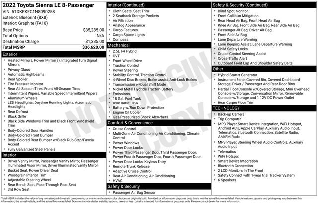 Used 2022 Toyota Sienna LE FWD image 36