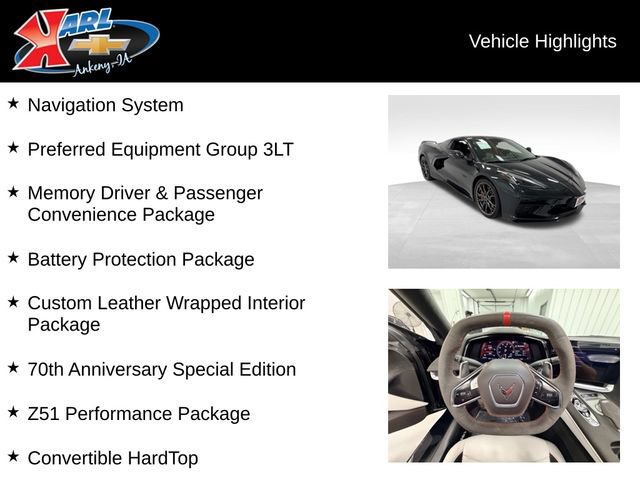 Certified 2023 Chevrolet Corvette Stingray Premium Conv w/ Z51 Performance Package RWD image 2