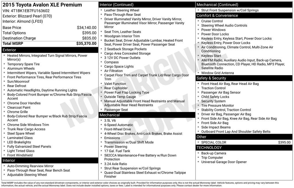 Used 2015 Toyota Avalon XLE Premium image 50