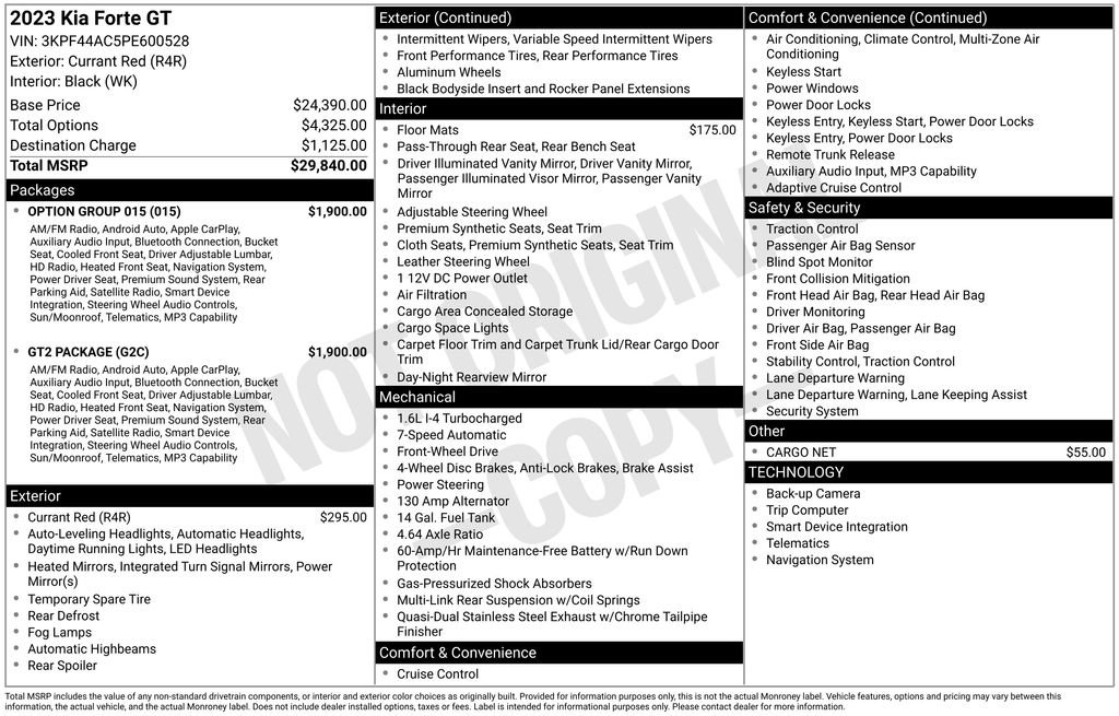 Certified 2023 Kia Forte GT w/ GT2 Package FWD image 42