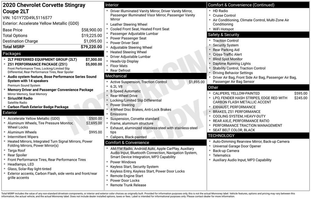 Used 2020 Chevrolet Corvette Stingray Preferred Cpe w/ 2LT Preferred Equipment Group RWD image 10