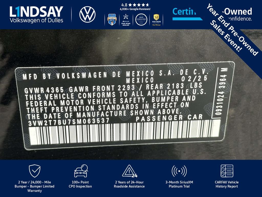 Certified 2025 Volkswagen Jetta GLI Autobahn w/ GLI Black Package image 27