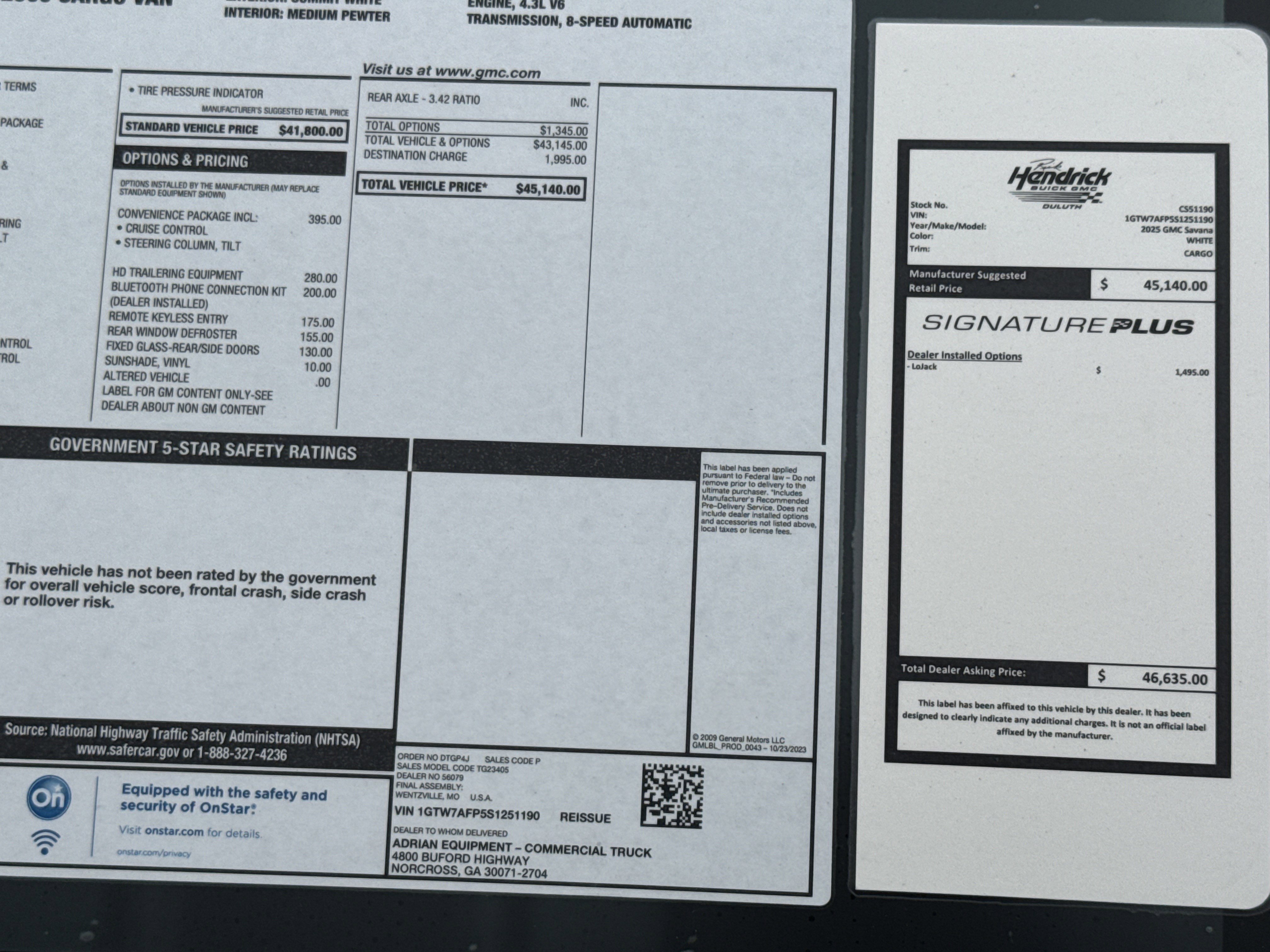 New 2025 GMC Savana 2500 w/ Driver Convenience Package image 36