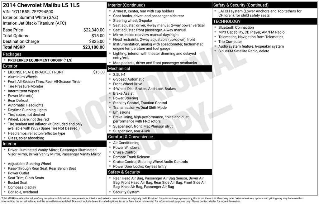 Used 2014 Chevrolet Malibu LS FWD image 2