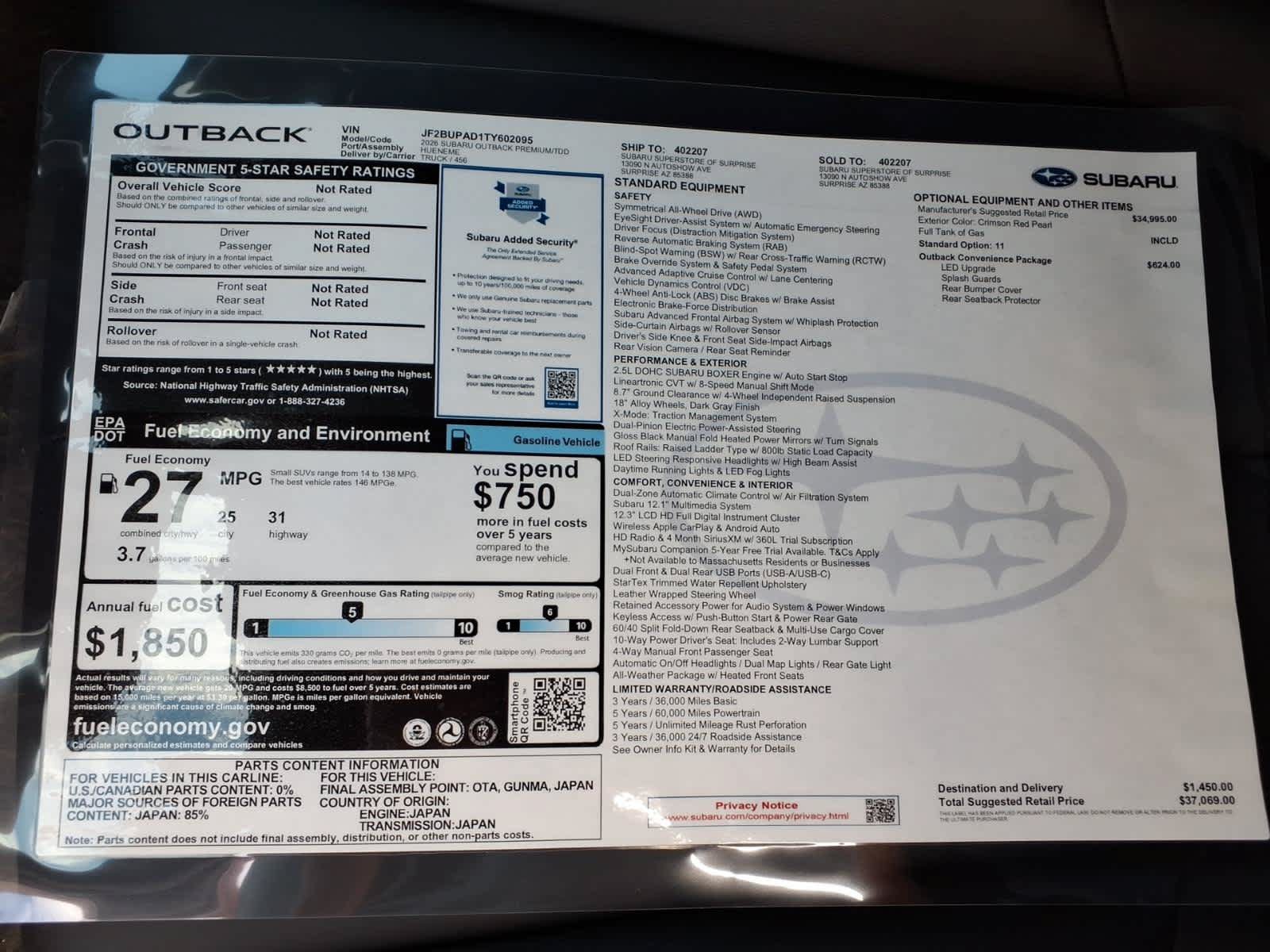 New 2026 Subaru Outback Premium AWD/4WD image 42