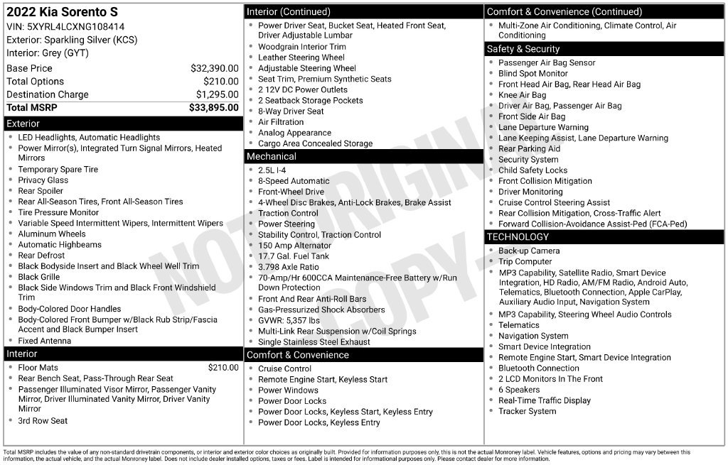 Certified 2022 Kia Sorento S FWD image 37