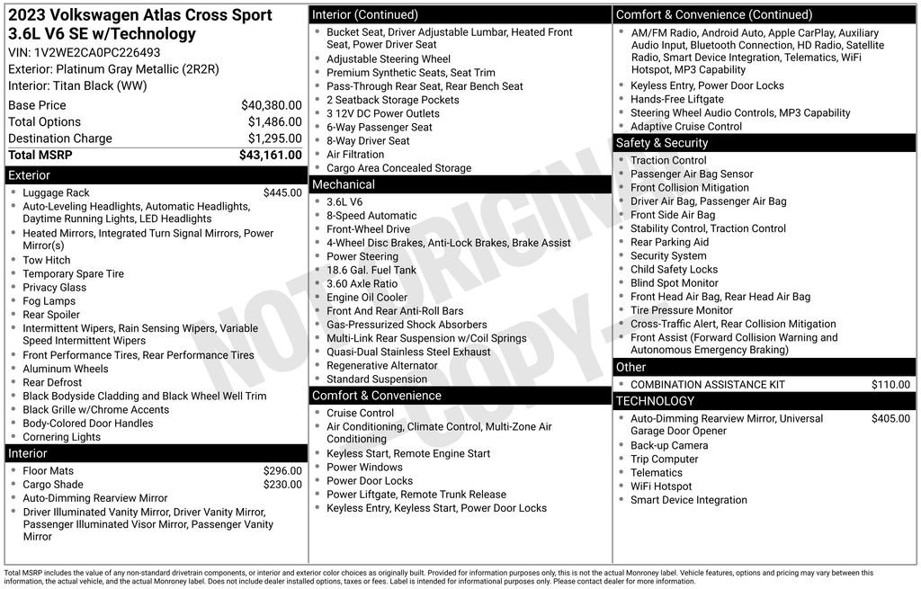 Certified 2023 Volkswagen Atlas Cross Sport SE FWD image 38