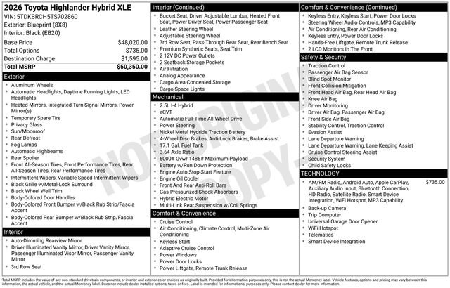 Used 2026 Toyota Highlander XLE AWD/4WD image 4