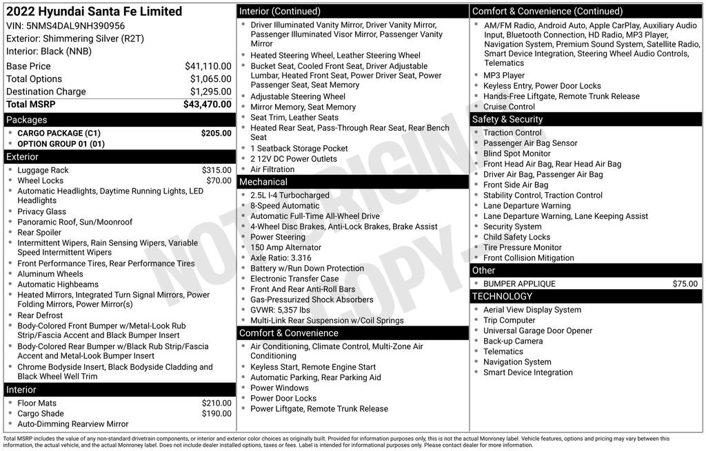 Used 2022 Hyundai Santa Fe Limited w/ Cargo Package image 6