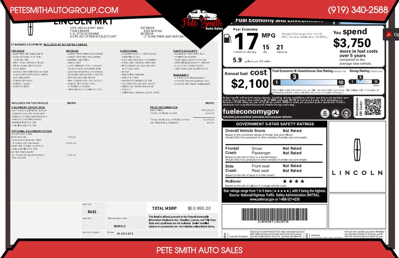Used 2018 Lincoln MKT AWD w/ Technology Package image 49