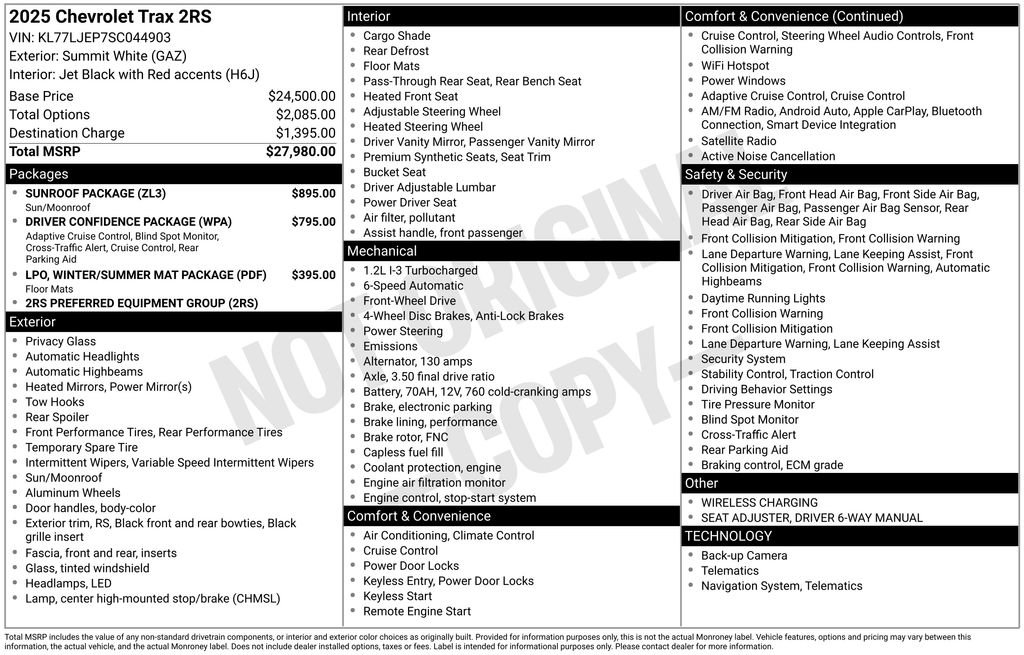Used 2025 Chevrolet Trax RS w/ Sunroof Package FWD image 11