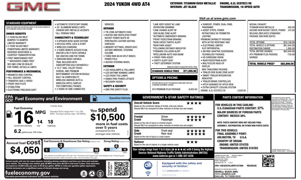 Used 2024 GMC Yukon AT4 w/ AT4 Premium Plus Package AWD/4WD image 43
