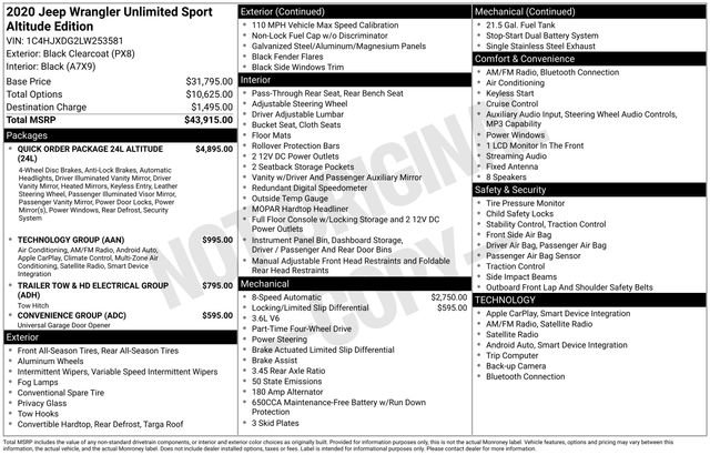 Used 2020 Jeep Wrangler Unlimited Sport image 35