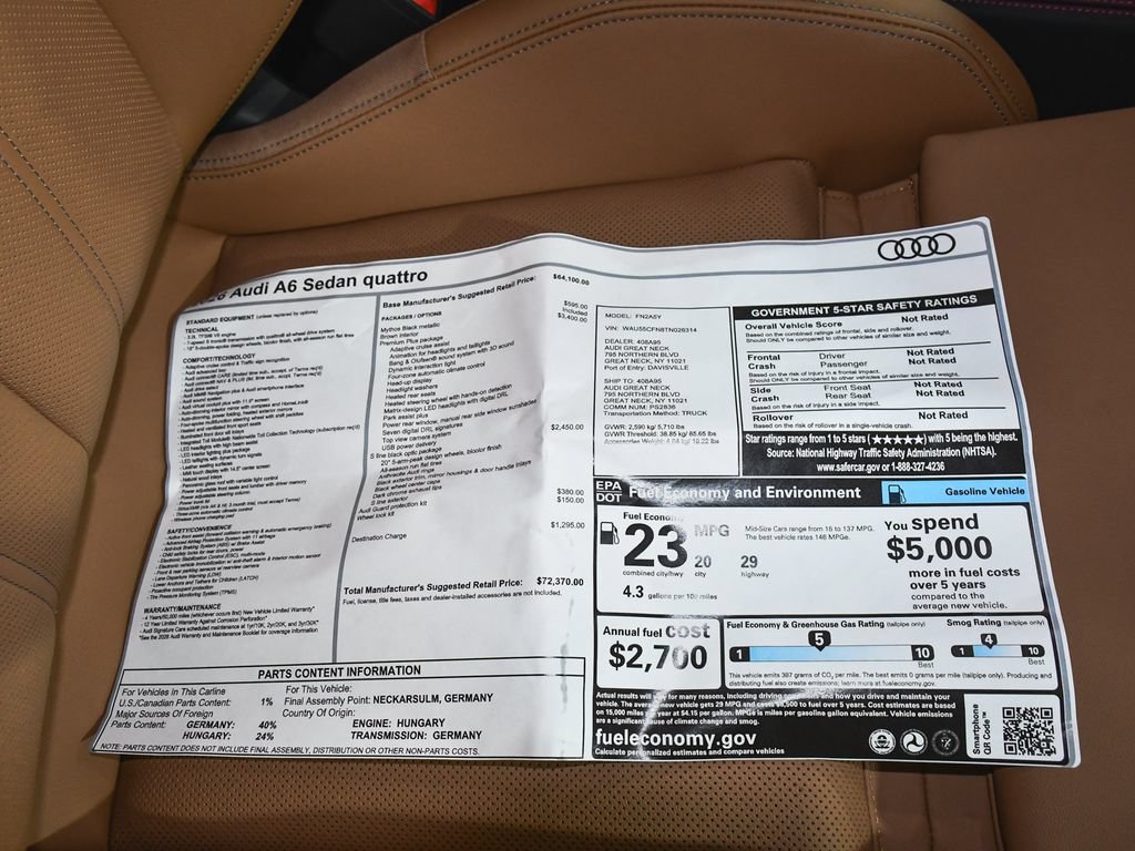 Used 2026 Audi A6 Premium Plus w/ Premium Plus Package AWD/4WD image 58
