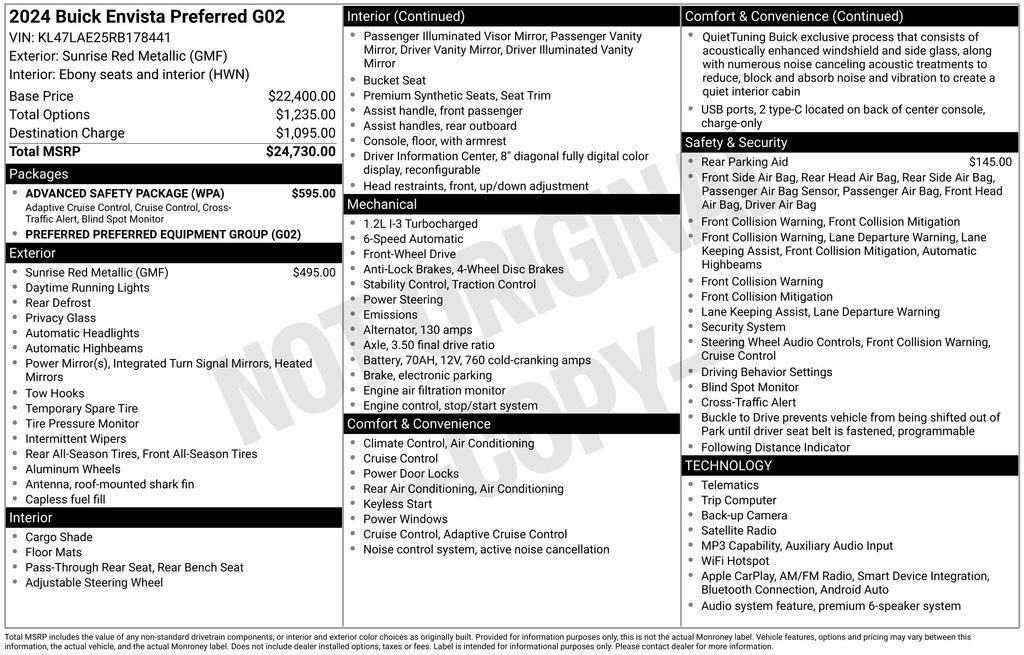 Used 2024 Buick Envista Preferred w/ Advanced Safety Package