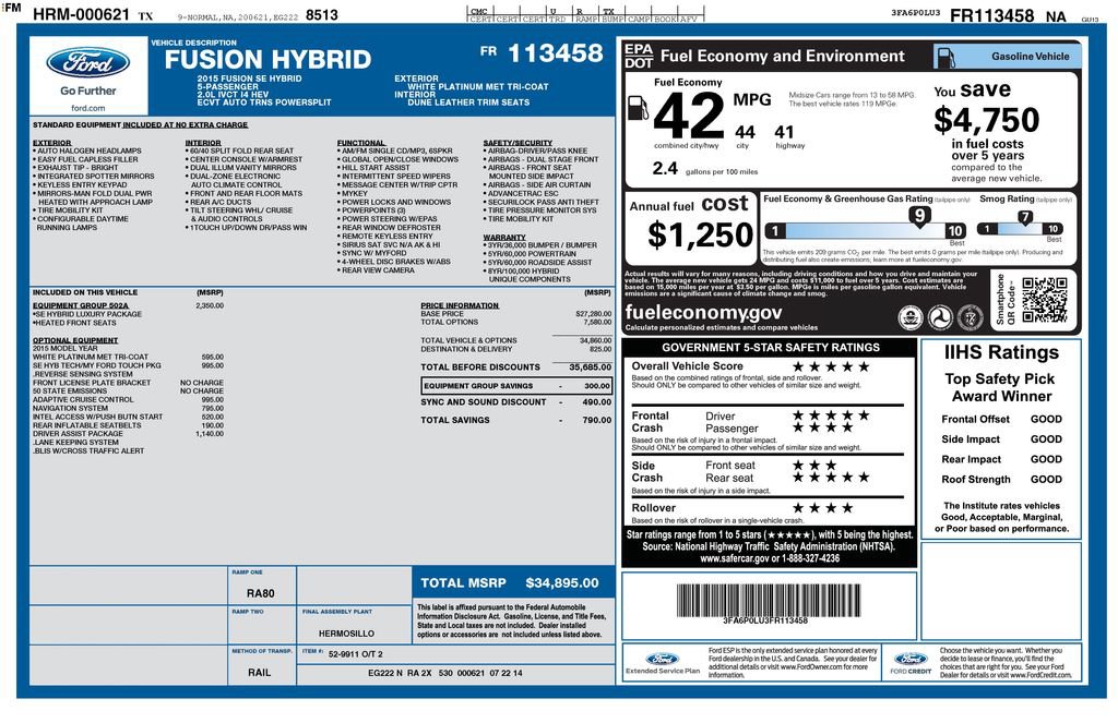 Used 2015 Ford Fusion SE w/ Equipment Group 502A FWD image 42