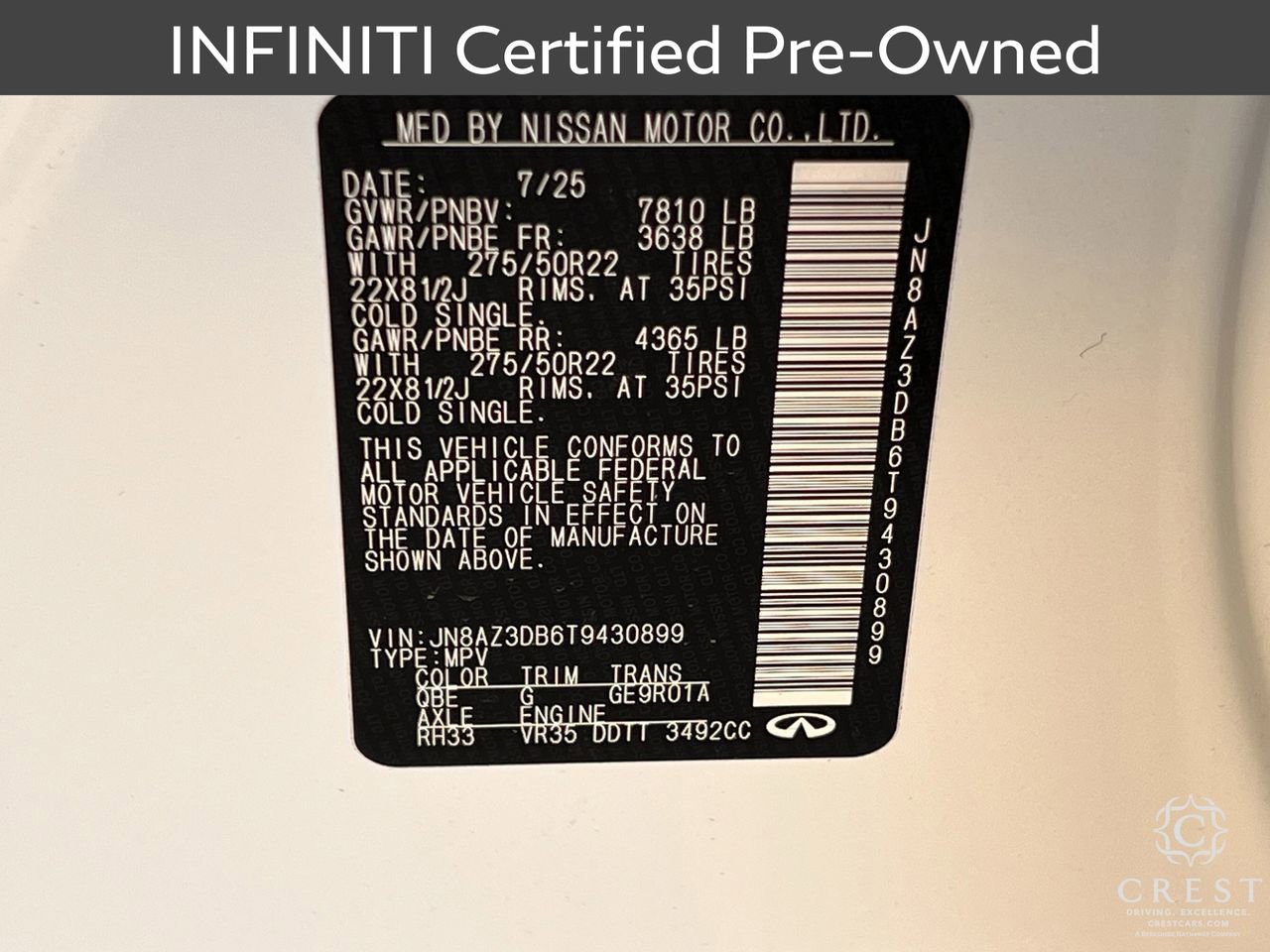 Certified 2026 INFINITI QX80 4WD w/ Sport Exterior Package image 34