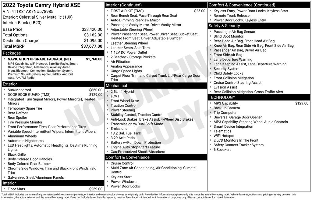 Used 2022 Toyota Camry XSE w/ Navigation Upgrade Package FWD image 5