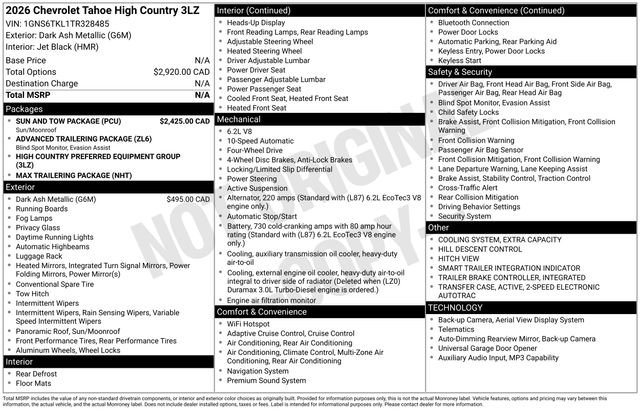 Used 2026 Chevrolet Tahoe High Country w/ Sun And Tow Package AWD/4WD image 20