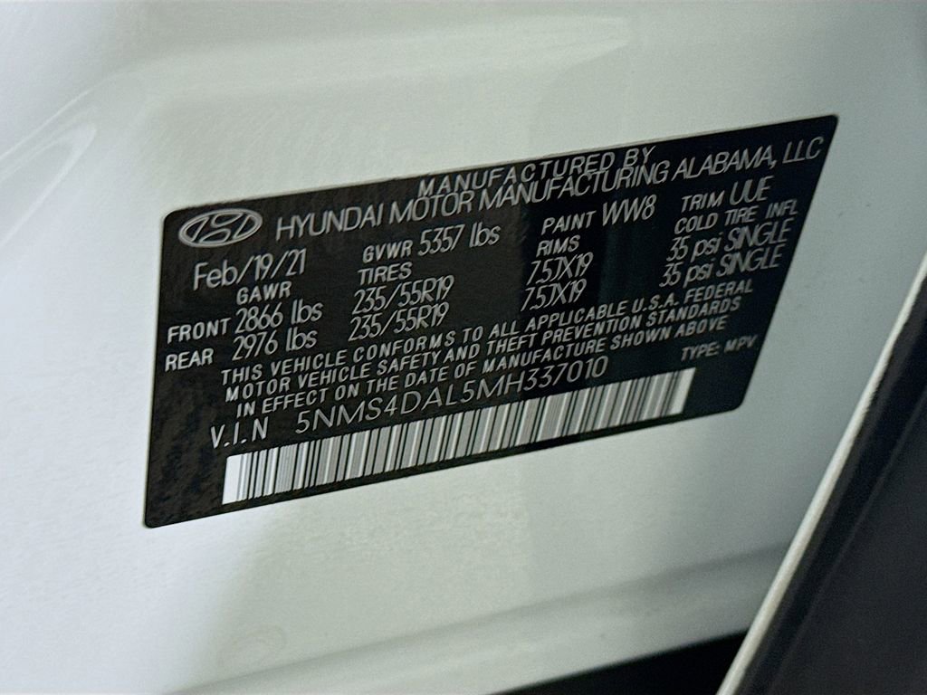 Certified 2021 Hyundai Santa Fe Limited w/ Cargo Package AWD/4WD image 37