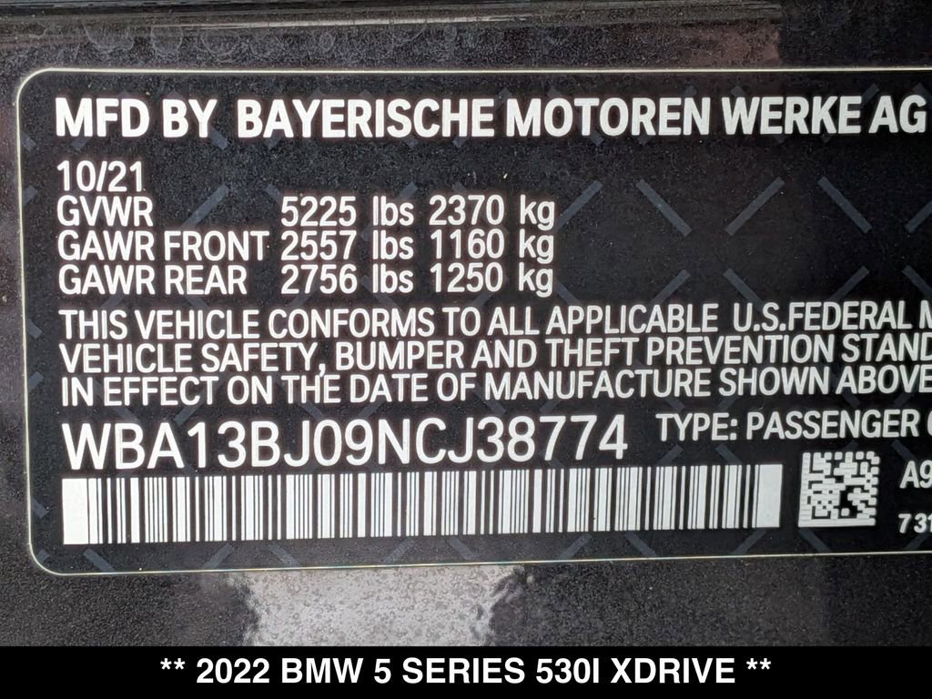 Certified 2022 BMW 530i xDrive w/ Premium Package AWD/4WD image 32