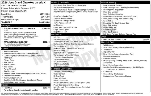New 2026 Jeep Grand Cherokee Laredo X AWD/4WD image 39