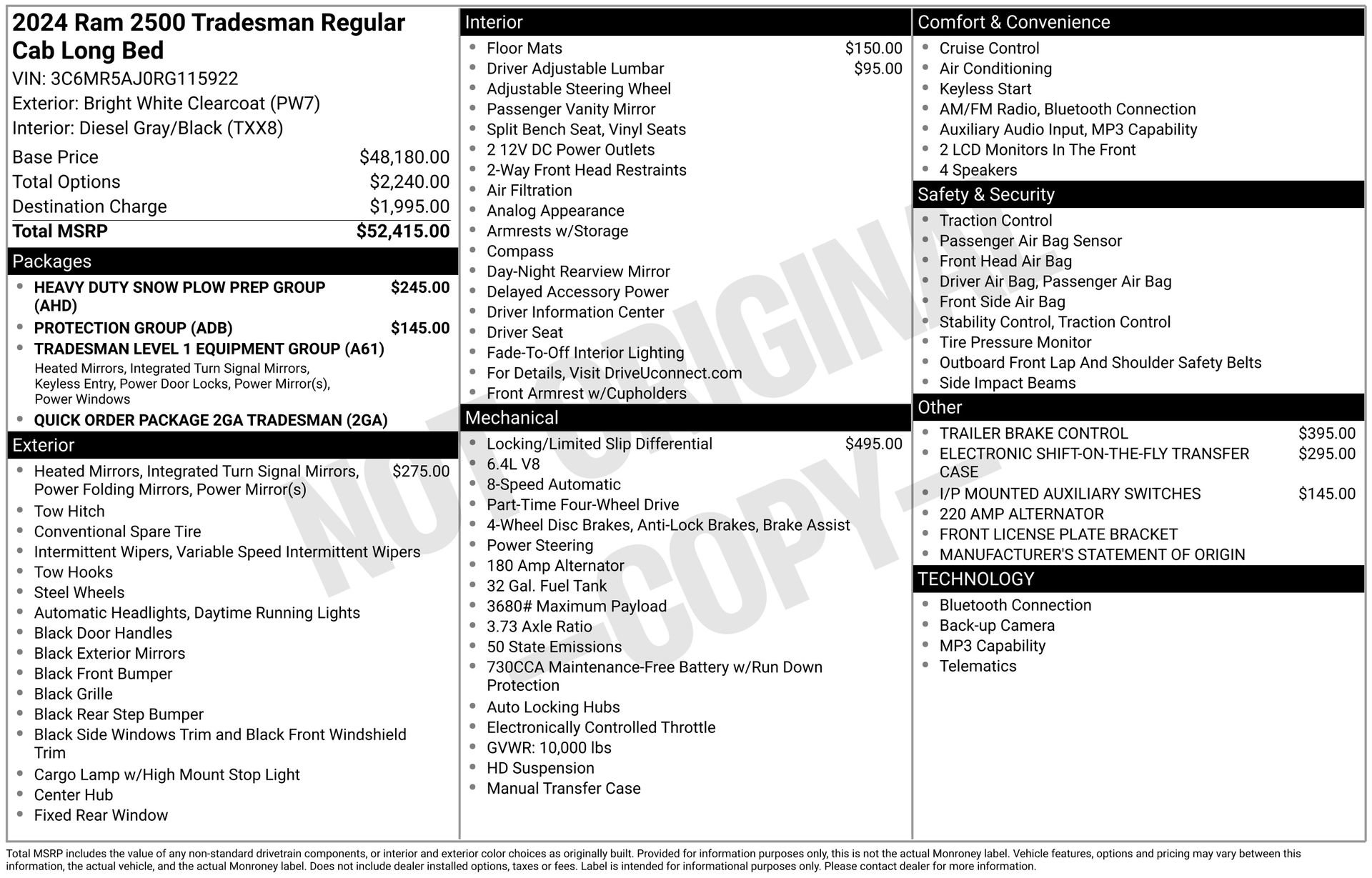 New 2024 RAM 2500 Tradesman AWD/4WD image 36