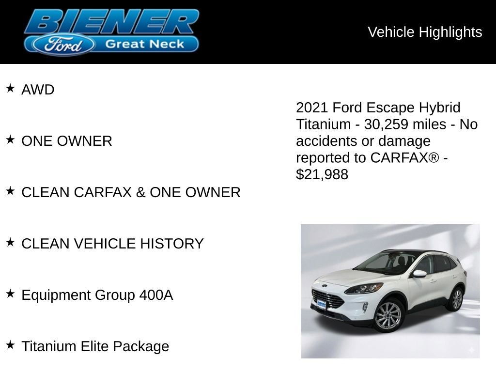 Used 2021 Ford Escape Titanium w/ Titanium Elite Package image 9