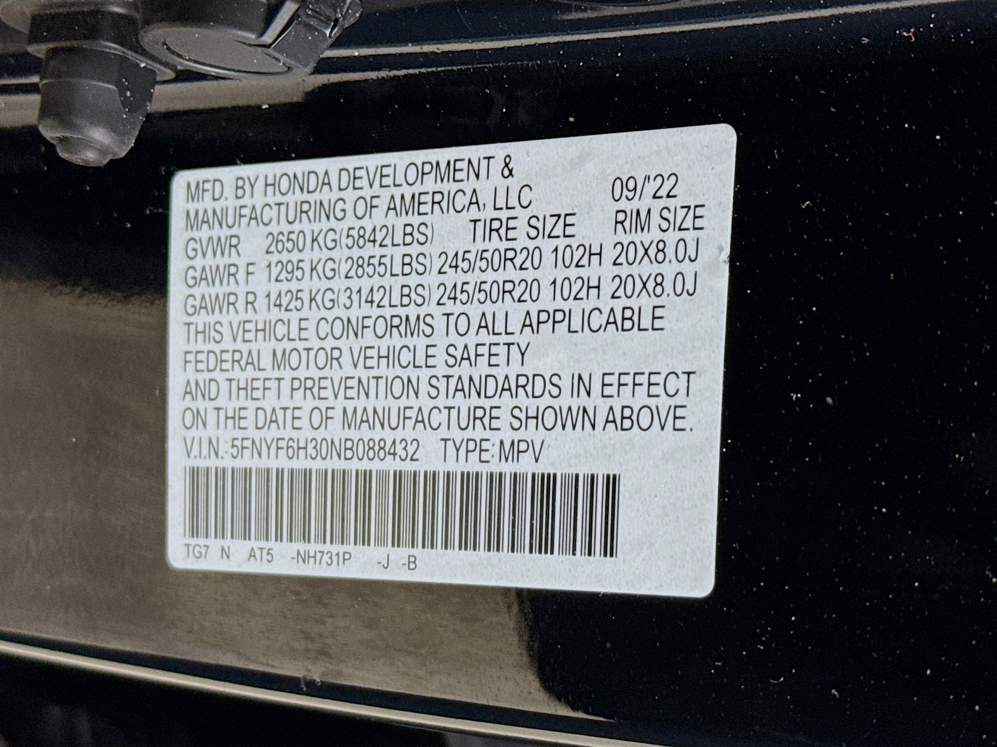 Certified 2022 Honda Pilot Sport image 39