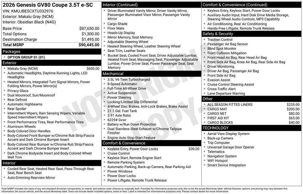 New 2026 Genesis GV80 3.5T e-SC AWD/4WD image 8
