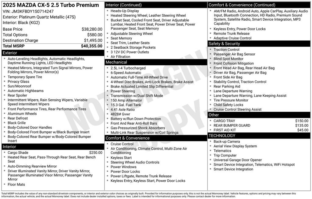 New 2025 MAZDA CX-5 2.5 Turbo w/ Premium Package image 37