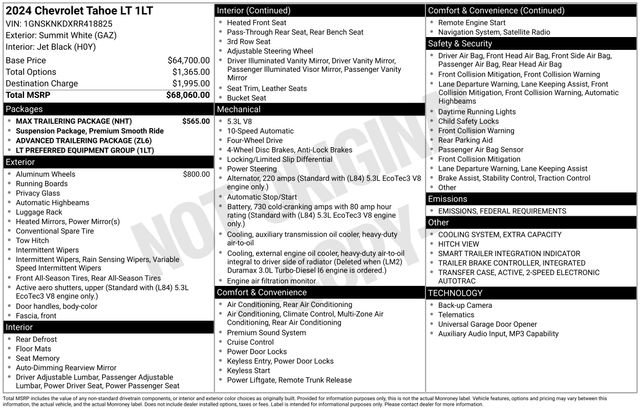 Used 2024 Chevrolet Tahoe LT w/ Max Trailering Package image 2