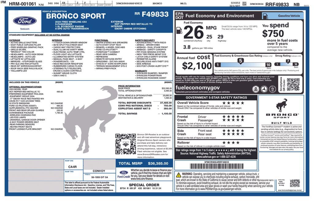 Used 2024 Ford Bronco Sport Free Wheeling w/ Convenience Package image 47