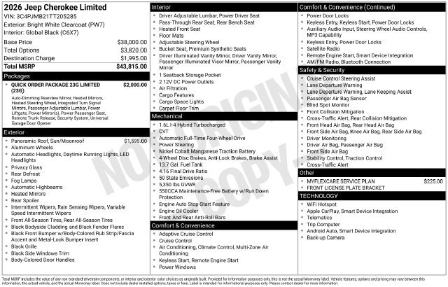 New 2026 Jeep Cherokee Limited AWD/4WD image 36