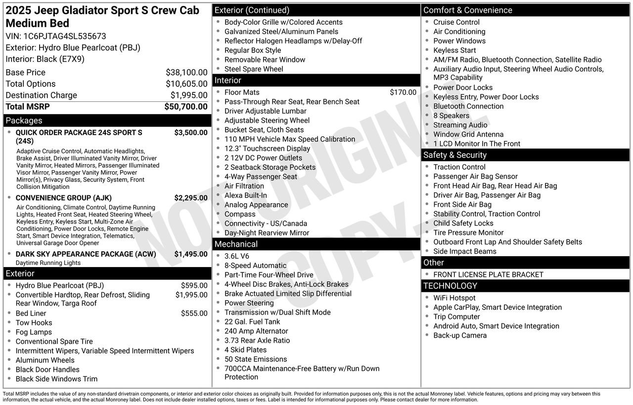 New 2025 Jeep Gladiator Sport image 31